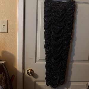 New For Love And Lemons Black Sparkle Maxi Skirt